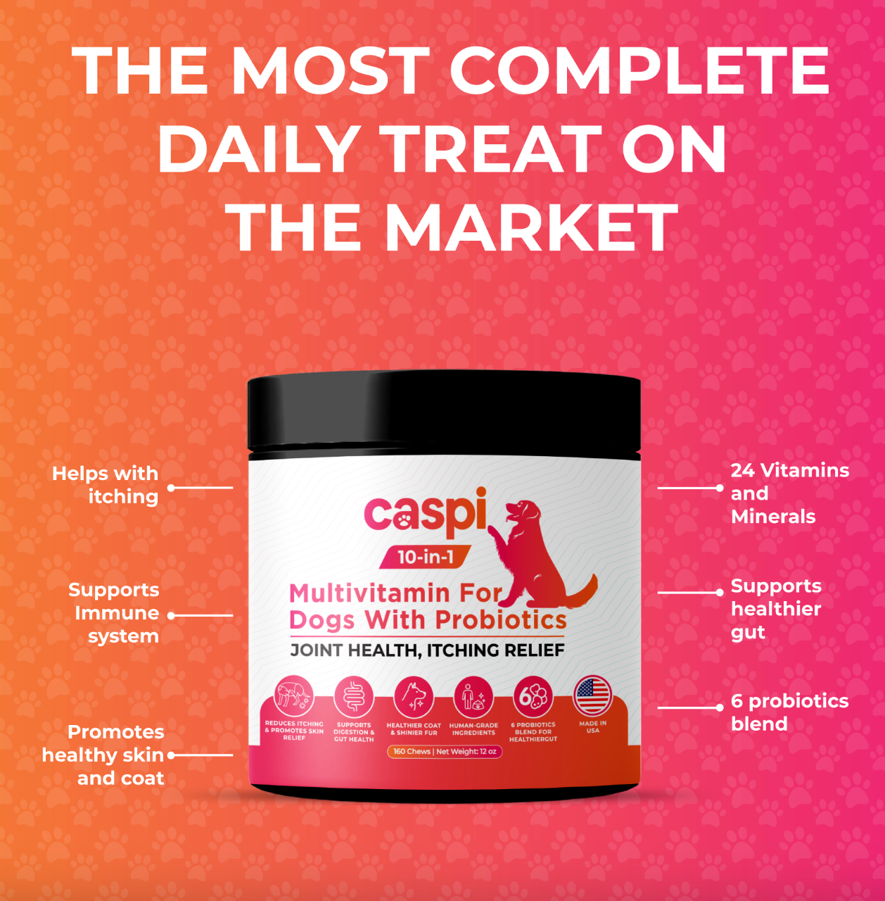 Caspi 10-in-1 Daily Multivitamin Healthy Treat for Dogs